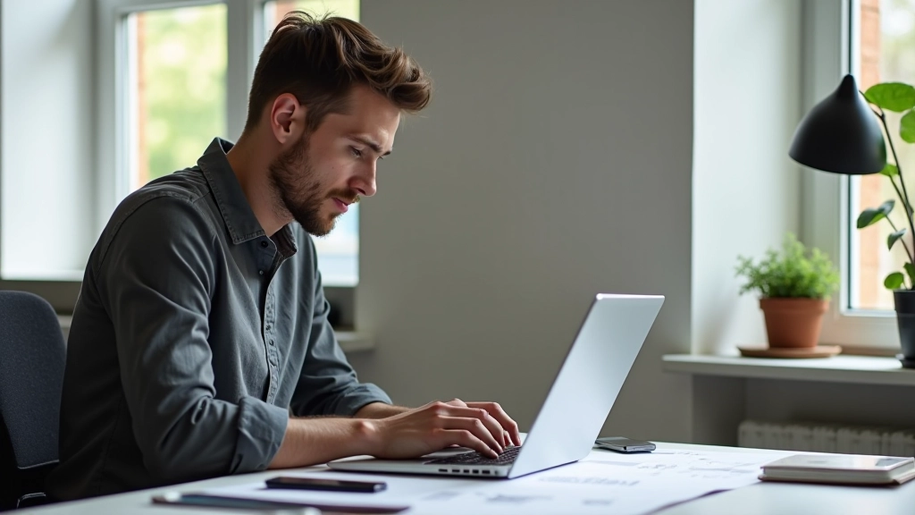 Dizaineris dirba prie laptopo, naudodamas mobiliųjų pirmenybės metodą, žemiausią ekraną pirmiausia