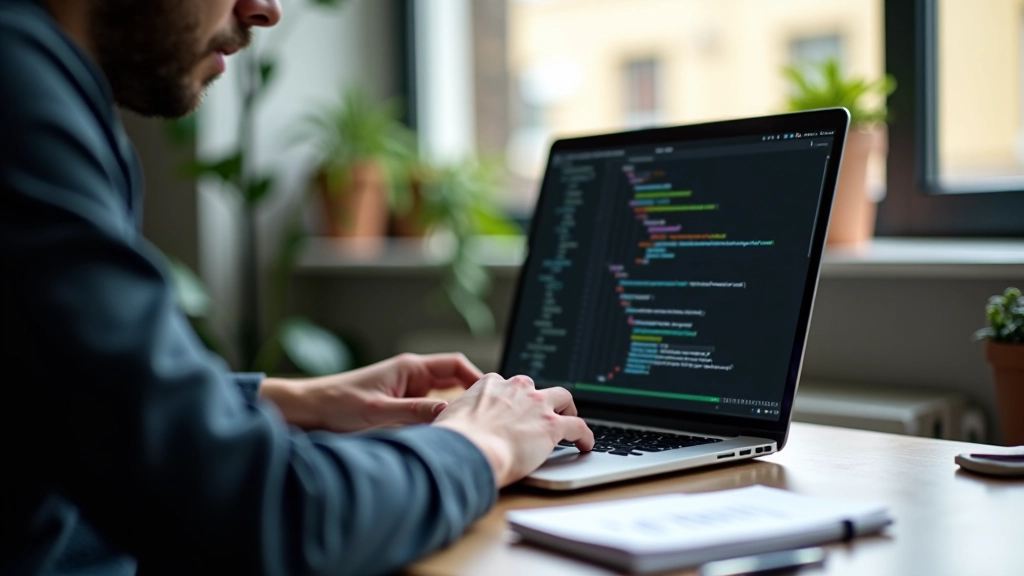 Dizaineris dirba su laptop, CSS išdėstymą naudodamas